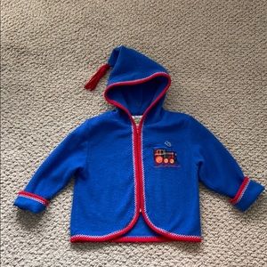 Adorable Train Fleece Hoodie with Tassel - Size 4T